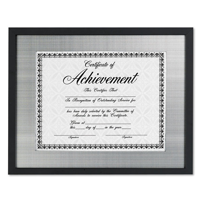 Contemporary Wood Frame, Silver Metal Mat, 11 x 14, 8.5 x 11, Black
