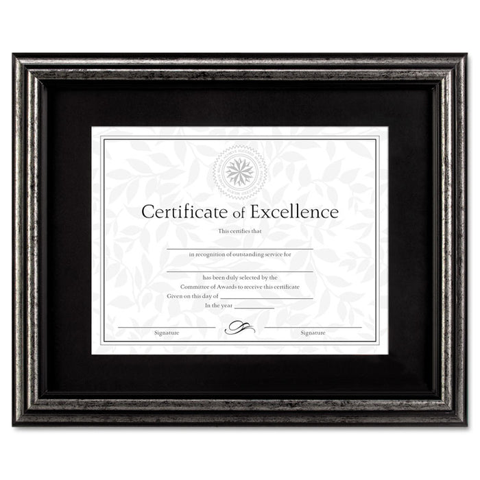 Document Frame, Desk/Wall, Wood, 11 x 14 Matted to 8.5 x 11, Antique Charcoal Brushed Finish
