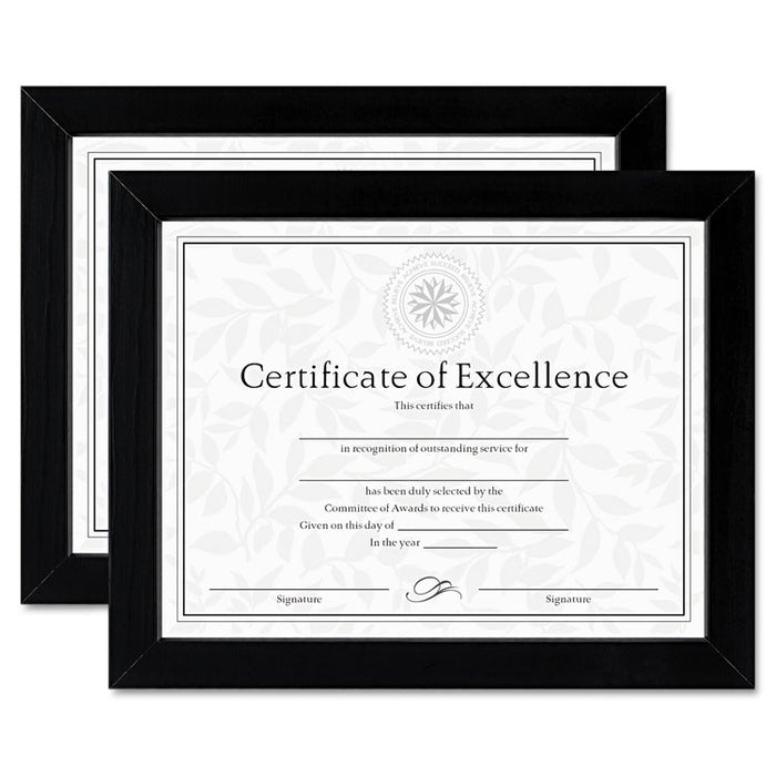 Document/Certificate Frames, Wood, 8 1/2 x 11, Black, Set of Two