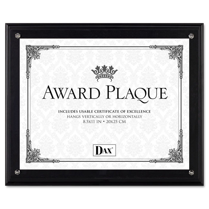 Award Plaque, Wood/Acrylic Frame, Up to 8 1/2 x 11, Black