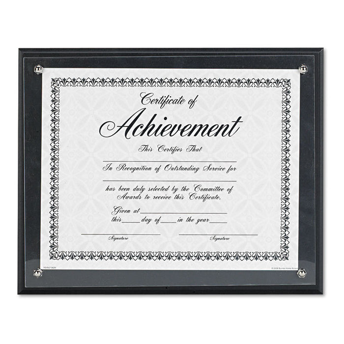 Award Plaque, Wood/Acrylic Frame, Up to 8 1/2 x 11, Black