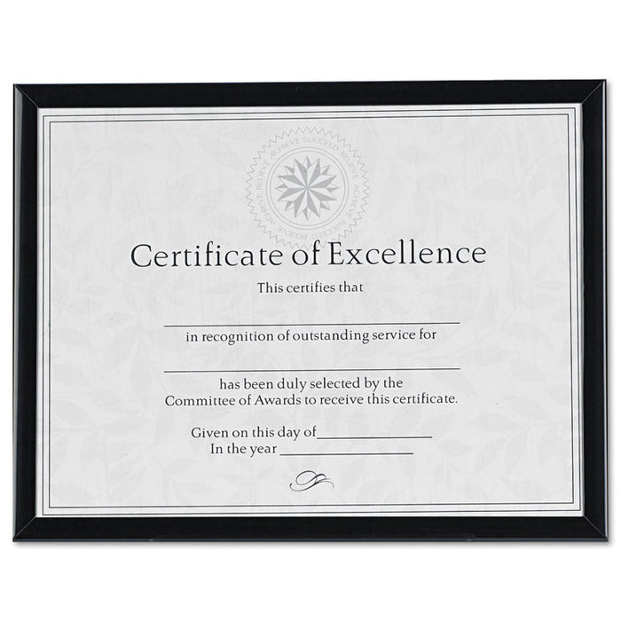 Value U-Channel Document Frame w/Certificates, 8 1/2 x 11, Black
