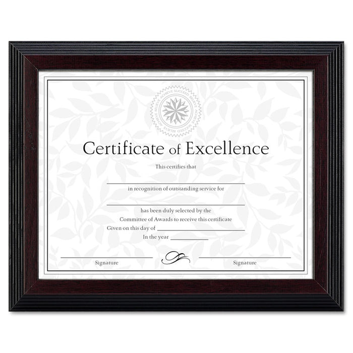 Stepped Award/Certificate Frame, 8 1/2 x 11, Black w/Walnut Trim