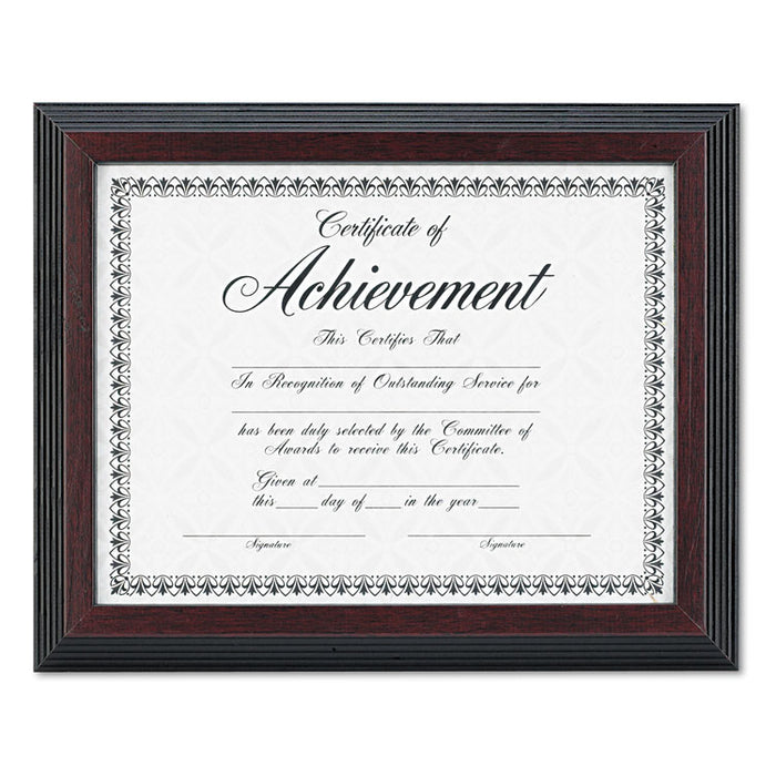 Stepped Award/Certificate Frame, 8 1/2 x 11, Black w/Walnut Trim
