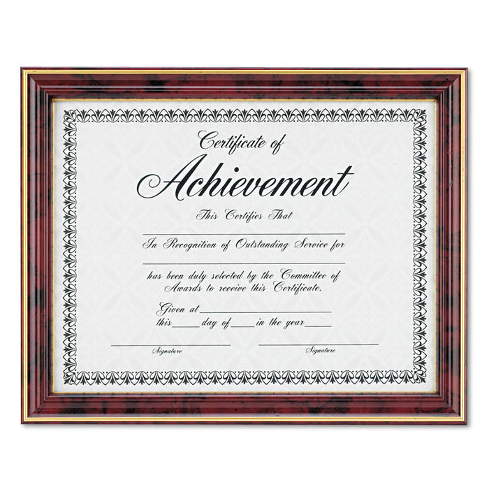 Gold-Trimmed Document Frame w/Certificate, Wood, 8 1/2 x 11, Mahogany