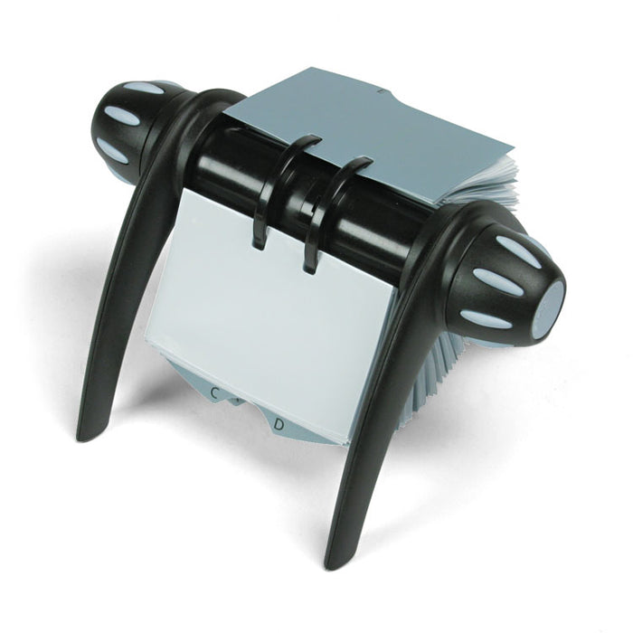 VISIFIX Flip Rotary Business Card File, Holds 400 4 1/8 x 2 7/8 Cards, Black/SR