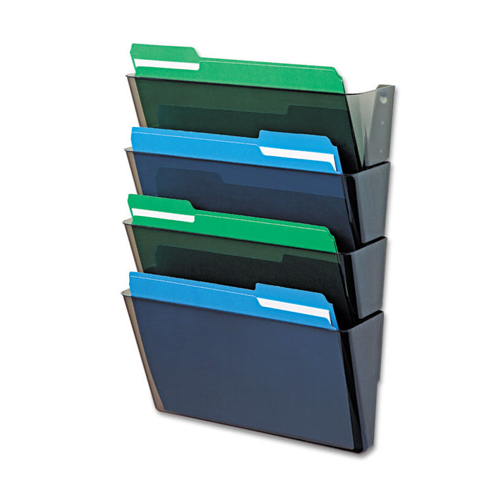 DocuPocket Stackable Four-Pocket Wall File, Letter, 13 x 4 x 7, Smoke
