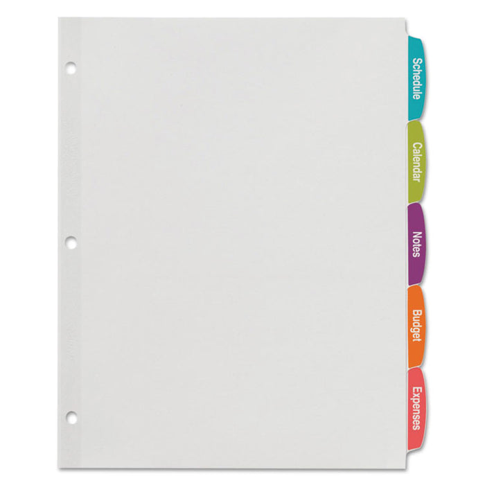 Big Tab Printable White Label Tab Dividers, 5-Tab, Letter, 20 per pack
