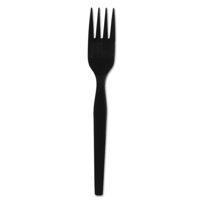 SmartStock Plastic Cutlery Refill, Forks, 6", Series-O Heavyweight, Black, 40/Pack, 24 Packs/Carton