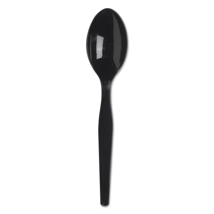 SmartStock Plastic Cutlery Refill, Spoons, 6", Series-O Heavyweight, Black, 40 Pack, 24 Packs/Carton