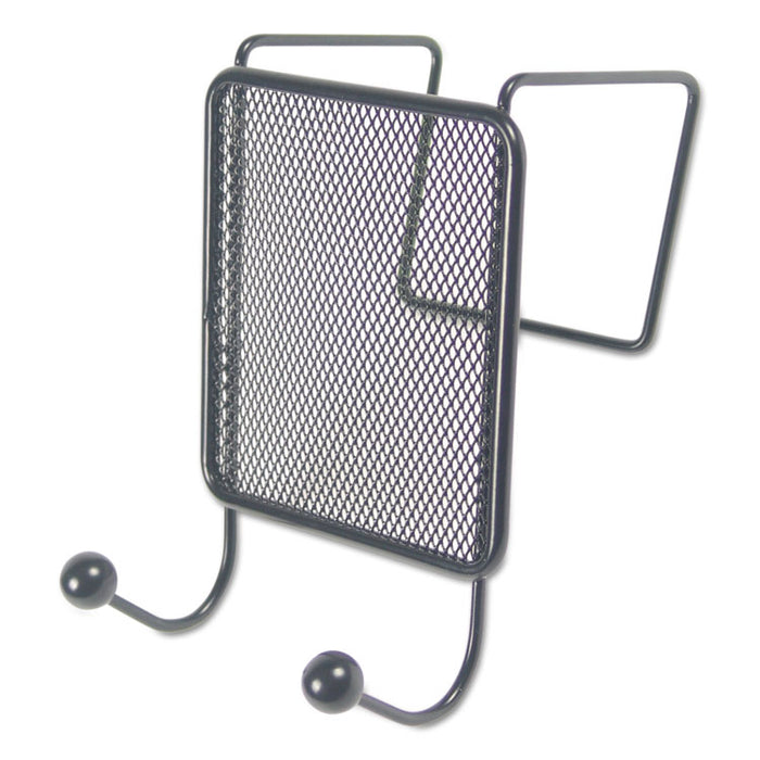 Wire Mesh Partition Coat Hook, 4.13 x 5.25 x 6, Over-the-Door/Over-the-Panel Mount, Black