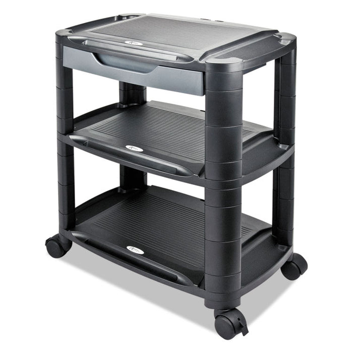 3-in-1 Storage Cart and Stand, 21.63w x 13.75d x 24.75h, Black/Gray