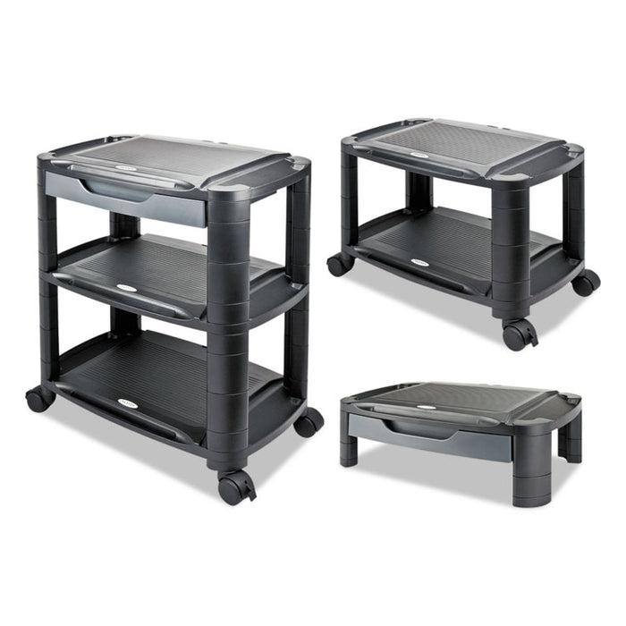 3-in-1 Storage Cart and Stand, 21.63w x 13.75d x 24.75h, Black/Gray