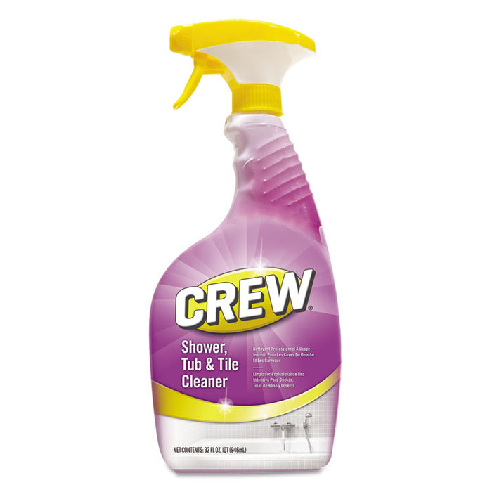 Crew Shower Tub and Tile Cleaner, Fresh Scent, 32 oz Spray Bottle, 8/Carton
