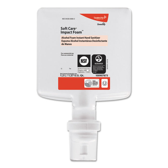 Soft Care Impact Foam Hand Sanitizer for IntelliCare Dispensers, 1,200 mL Cartridge, Alcohol Scent, 6/Carton