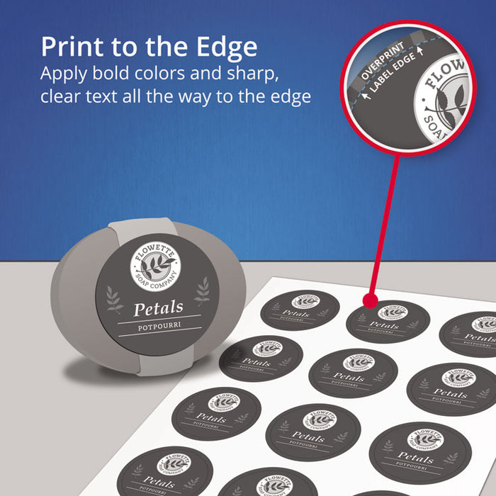 Round Print-to-the Edge Labels with SureFeed and EasyPeel, 1.67" dia, Glossy Clear, 500/PK