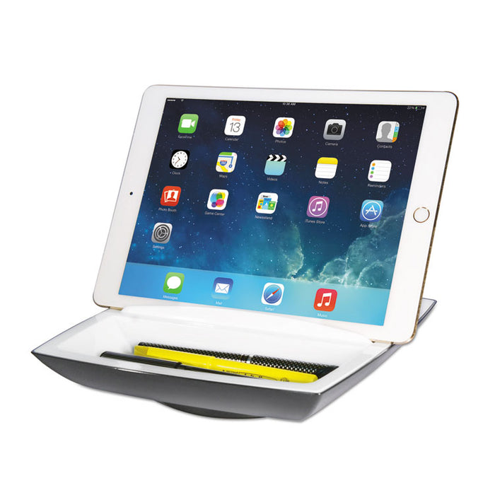 Desk Top Organizer and Tablet/Phone Holder, Plastic, 8 1/4 x 8 1/4 x 2 3/4