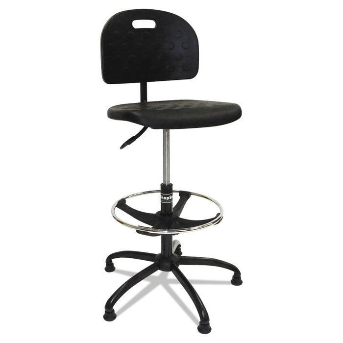 Workbench Shop Chair, 32" Seat Height, Supports up to 250 lbs., Black Seat/Black Back, Black Base