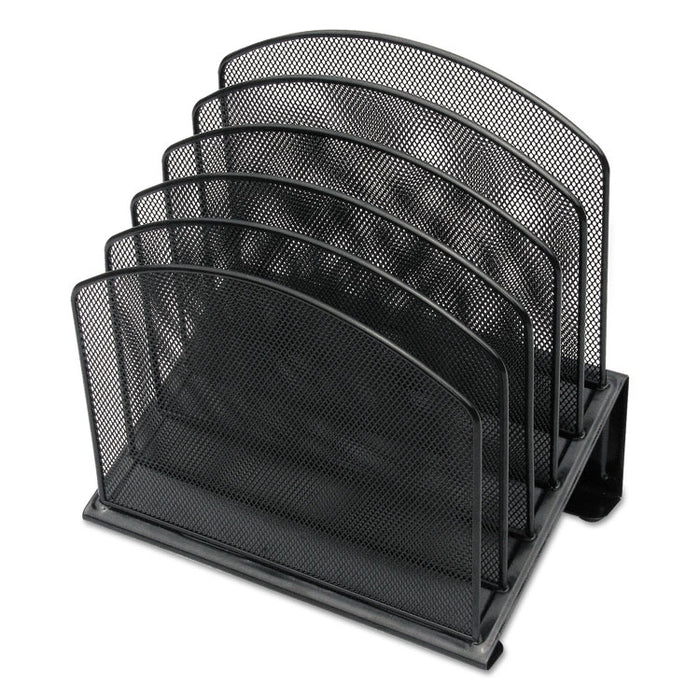 Metal Mesh Tiered File Sorter, 5 Sections, Letter to Legal Size Files, 11.25" x 7.5" x 11.25", Black