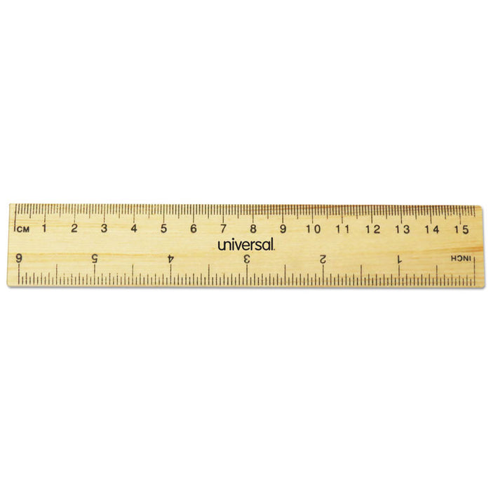 Flat Wood Ruler, Standard/Metric, 6"