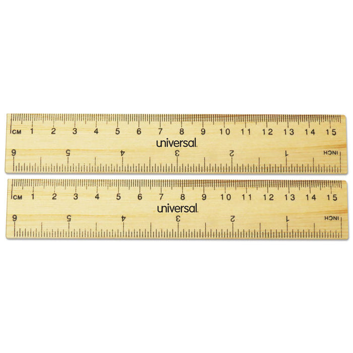 Flat Wood Ruler, Standard/Metric, 6"