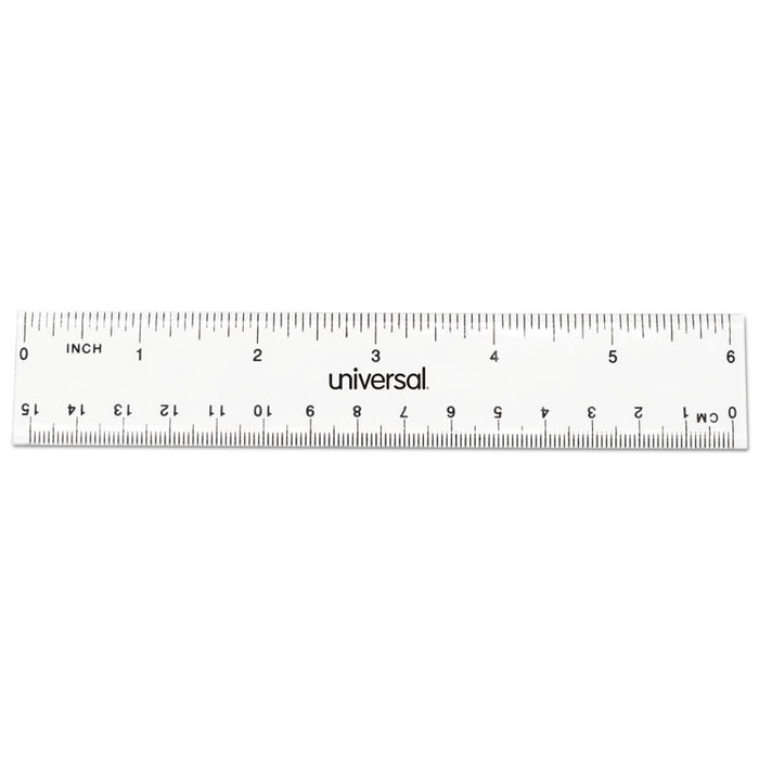 Clear Plastic Ruler, Standard/Metric, 6" Long, Clear, 2/Pack