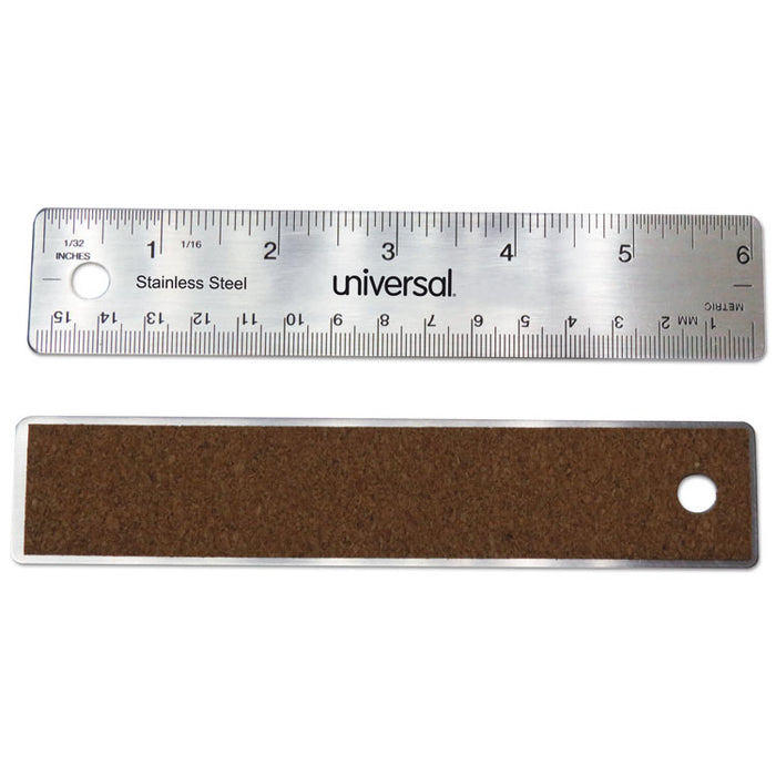 Stainless Steel Ruler, Standard/Metric, 6"