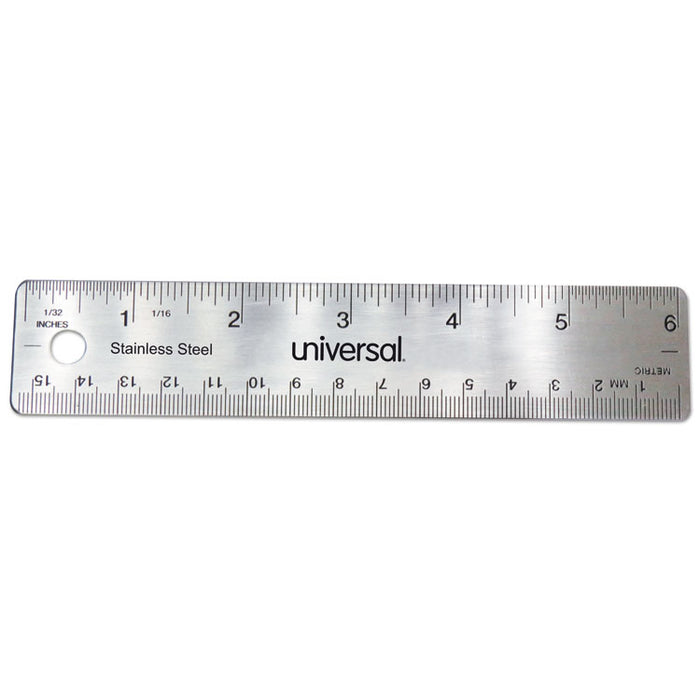 Stainless Steel Ruler, Standard/Metric, 6"