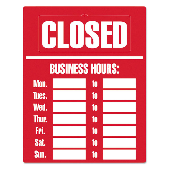 Business Hours Sign Kit, 15 x 19, Red
