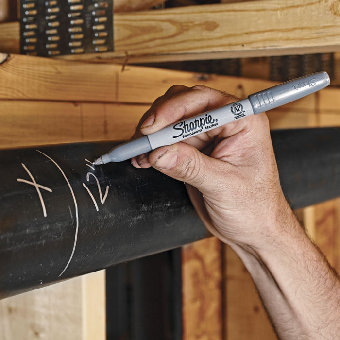 Metallic Fine Point Permanent Markers, Bullet Tip, Gold-Silver-Bronze, 6/Pack