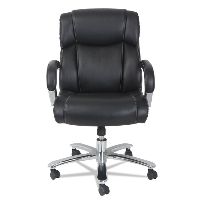 Alera Maxxis Series Big and Tall Leather Chair, Supports up to 450 lbs., Black Seat/Black Back, Chrome Base