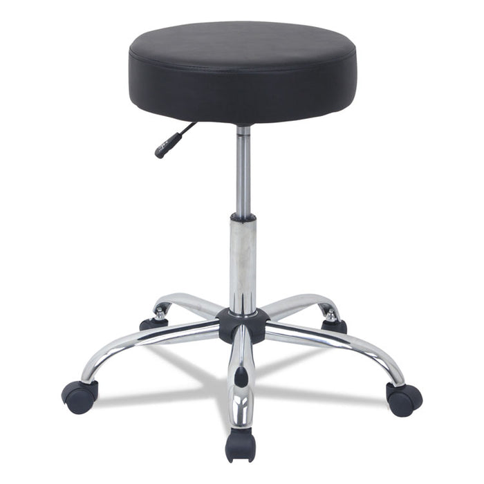 Height Adjustable Lab Stool, Backless, Supports Up to 275 lb, 19.69" to 24.80" Seat Height, Black Seat, Chrome Base