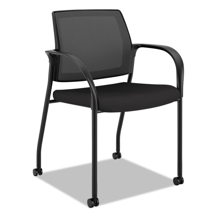 Ignition 2.0 4-Way Stretch Mesh Back Mobile Stacking Chair, Supports Up to 300 lb, Black