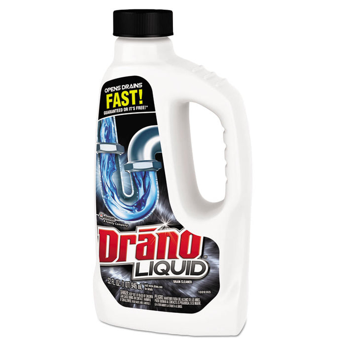 Liquid Drain Cleaner, 32 oz Safety Cap Bottle, 12/Carton