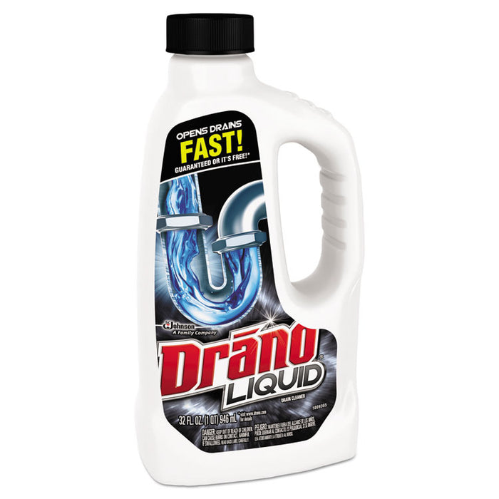 Liquid Drain Cleaner, 32 oz Safety Cap Bottle, 12/Carton