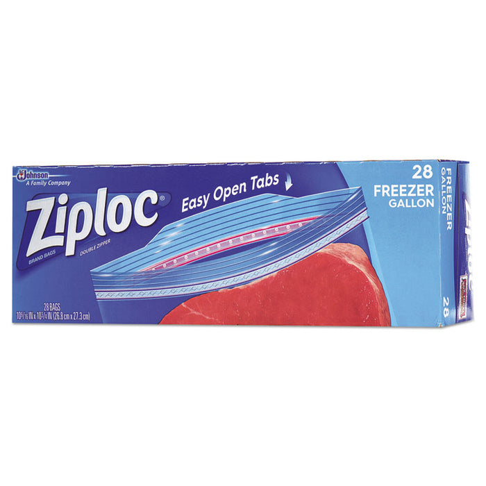 Zipper Freezer Bags, 1 gal, 2.7 mil, 9.6" x 12.1", Clear, 28/Box