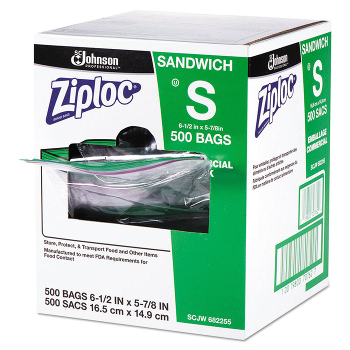 Resealable Sandwich Bags, 1.2 mil, 6.5" x 6", Clear, 500/Box