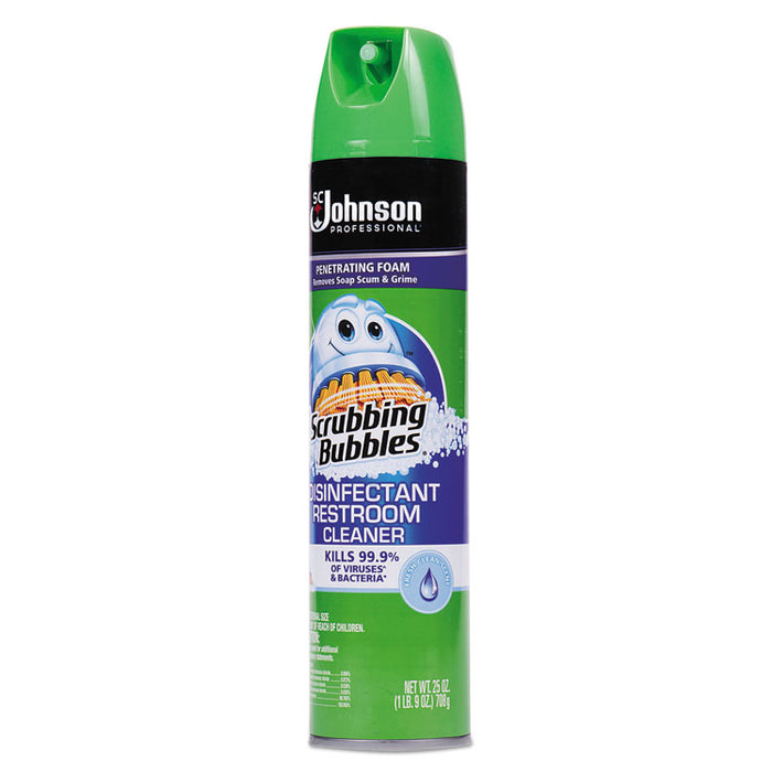 Disinfectant Restroom Cleaner, Clean Fresh Scent, 25 oz Aerosol Can, 12/Carton