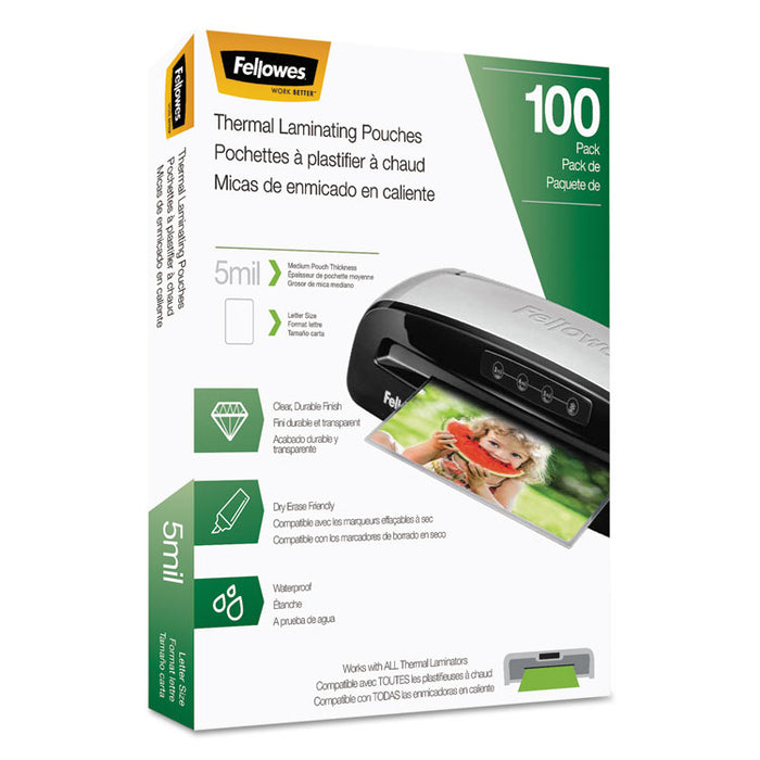 Laminating Pouches, 5 mil, 9" x 11.5", Gloss Clear, 100/Pack