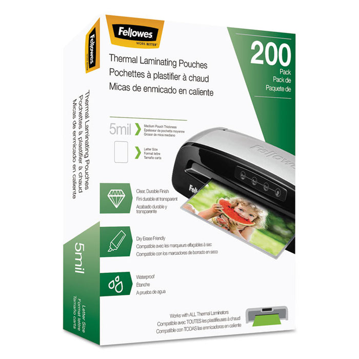 Laminating Pouches, 5 mil, 9" x 11.5", Gloss Clear, 200/Pack