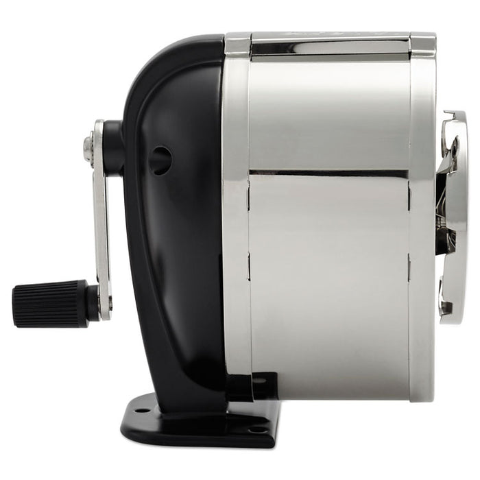 KS Manual Classroom Pencil Sharpener, Table/Wall-Mount Design, Manually-Powered, 2.75 x 4.75 x 4.25, Black/Nickel