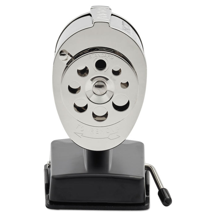 KS Manual Classroom Pencil Sharpener, Vacuum-Base, Manual, 4" x 5.5" x 5.5", Black/Nickel