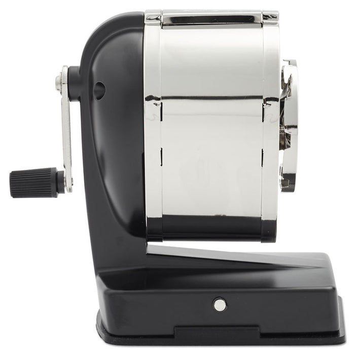 KS Manual Classroom Pencil Sharpener, Vacuum-Base, Manual, 4" x 5.5" x 5.5", Black/Nickel