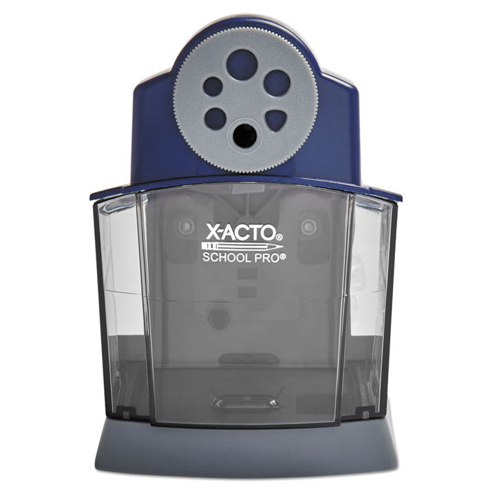 School Pro Classroom Electric Pencil Sharpener, AC-Powered, 4.5" x 7" x 6.38", Blue/Gray