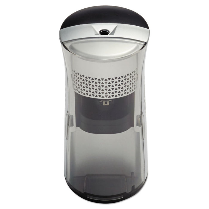 Inspire+ Battery Pencil Sharpener, Battery-Powered, 4.5" x 4.5" x 8.5", Black/Silver