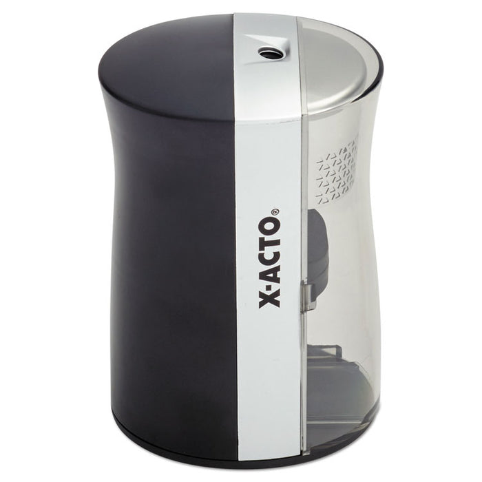 Inspire+ Battery Pencil Sharpener, Battery-Powered, 4.5" x 4.5" x 8.5", Black/Silver