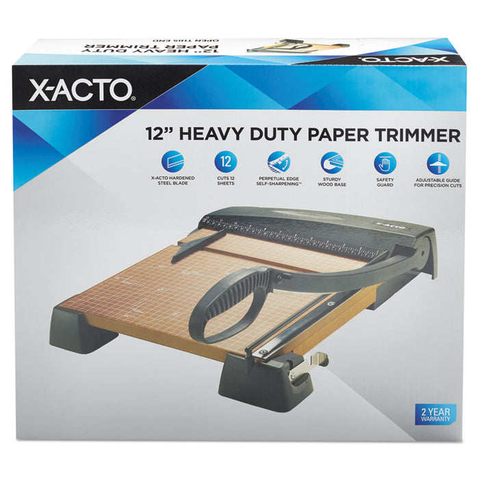 Heavy-Duty Wood Base Guillotine Trimmer, 12 Sheets, 12" x 12"