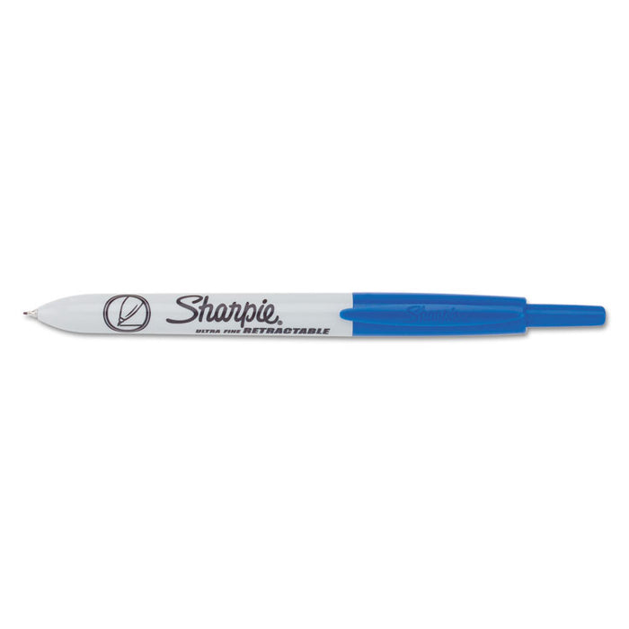 Retractable Permanent Marker, Extra-Fine Needle Tip, Blue