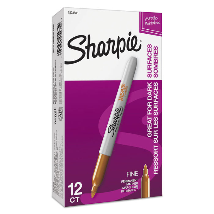 Metallic Fine Point Permanent Markers, Bullet Tip, Bronze
