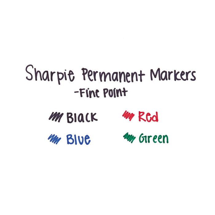 Fine Tip Permanent Marker, Assorted Colors, 4/Set
